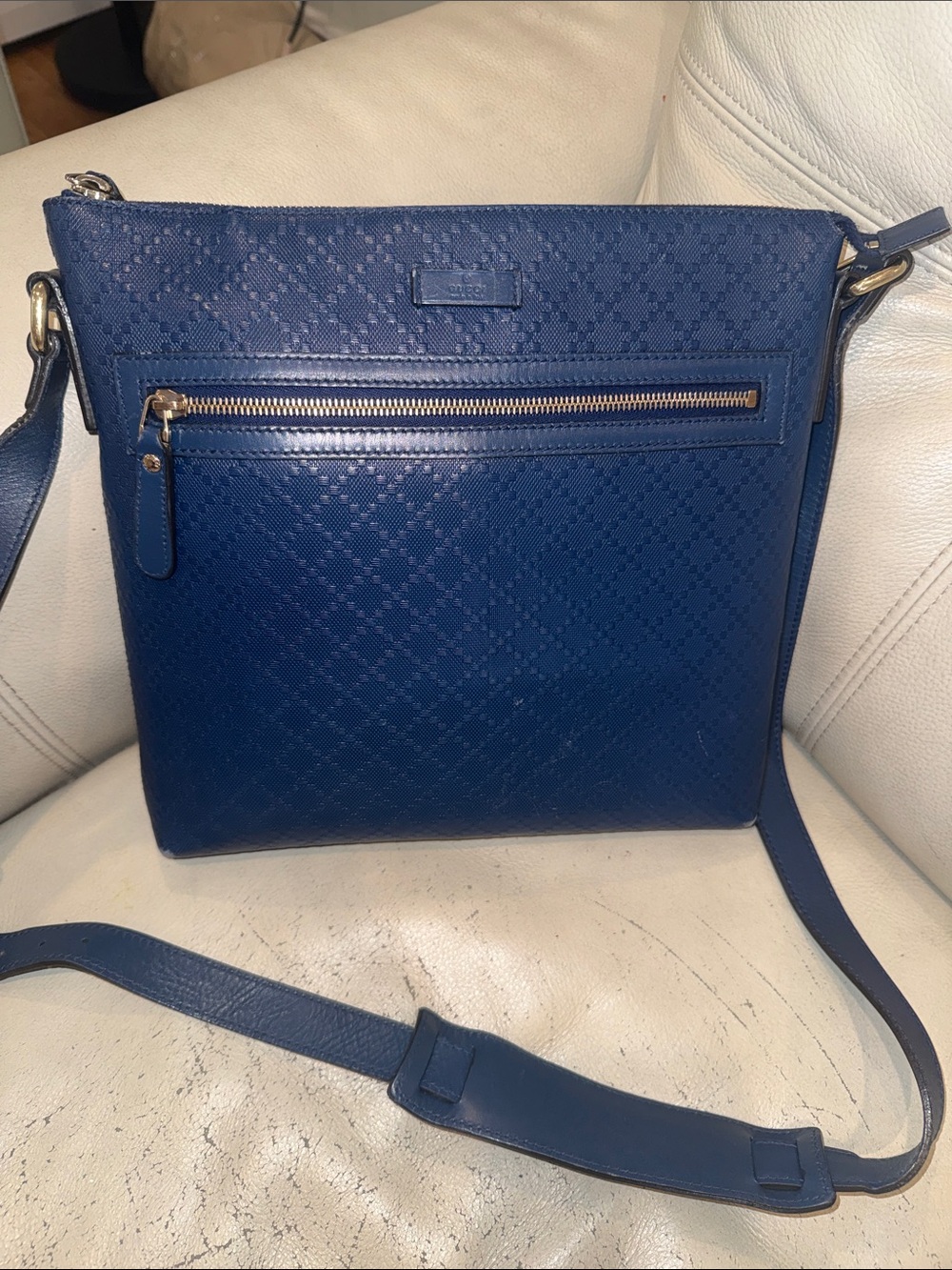 Gucci Blue Diamonte Hilary Lux Crossbody Bag